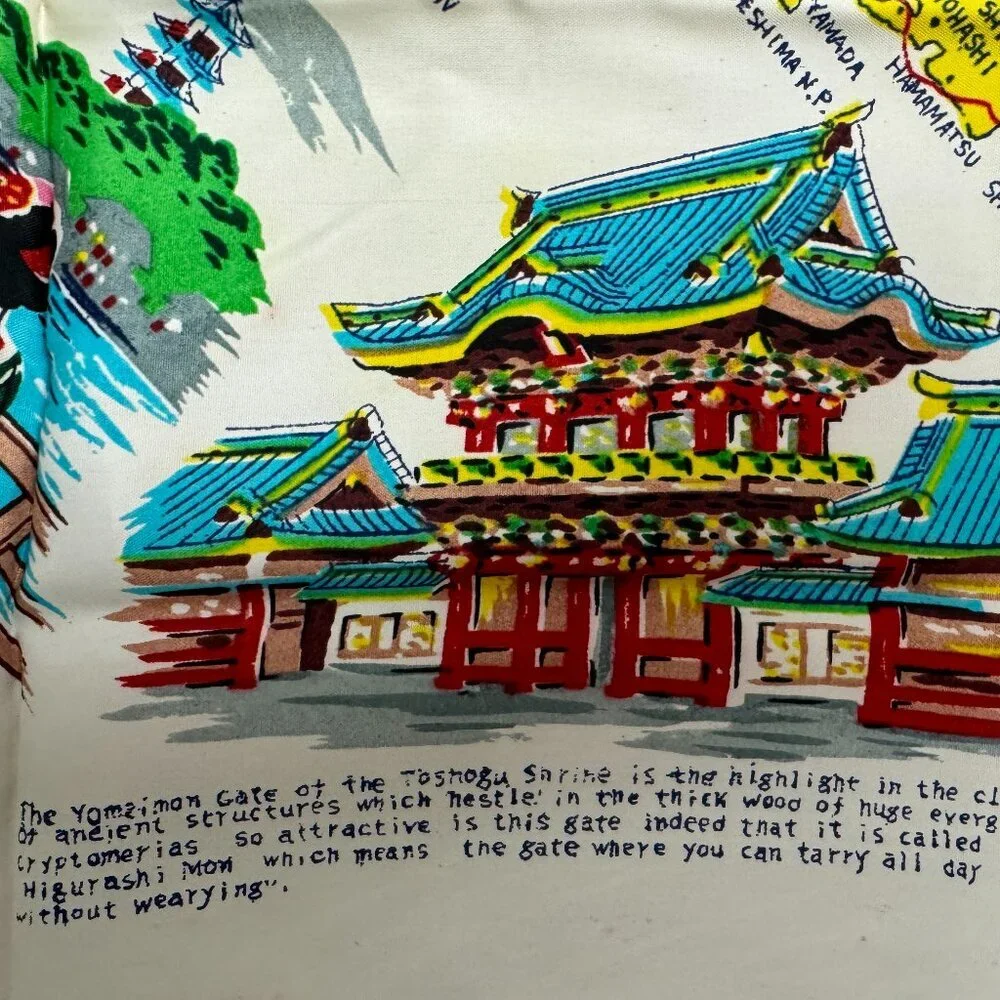 Vintage Memory Japan & Korea Landmarks Map Tapestry 28.5